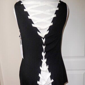 Bailey 44 Very Soft Black Top White Laces Up the Back Med NWT $138